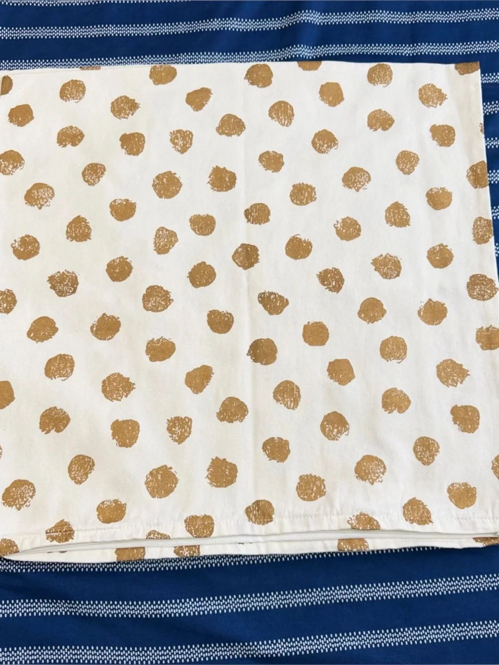 IKEA White with Gold Polka Dot Print Cushion Cover Set